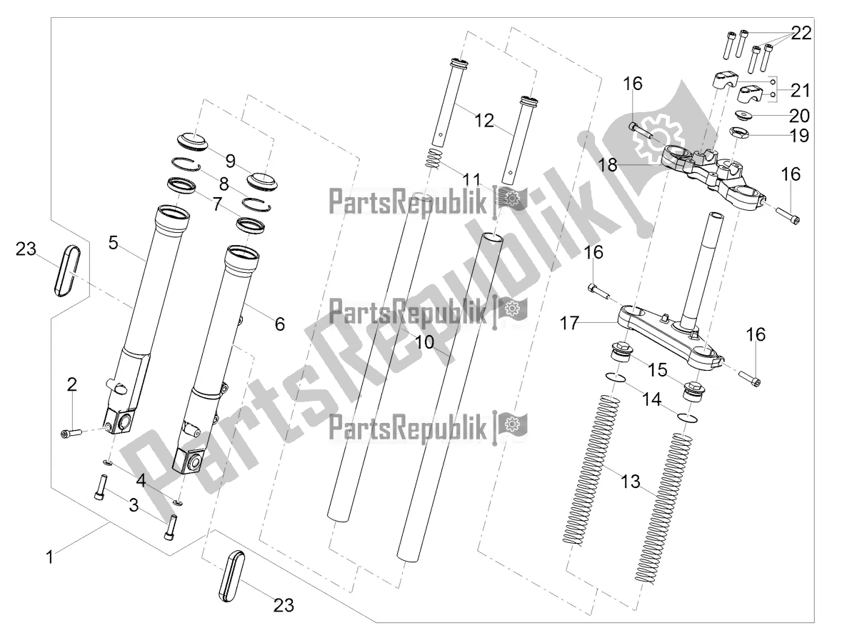 All parts for the Front Fork of the Derbi Senda X-treme 50 SM LOW Seat 2019