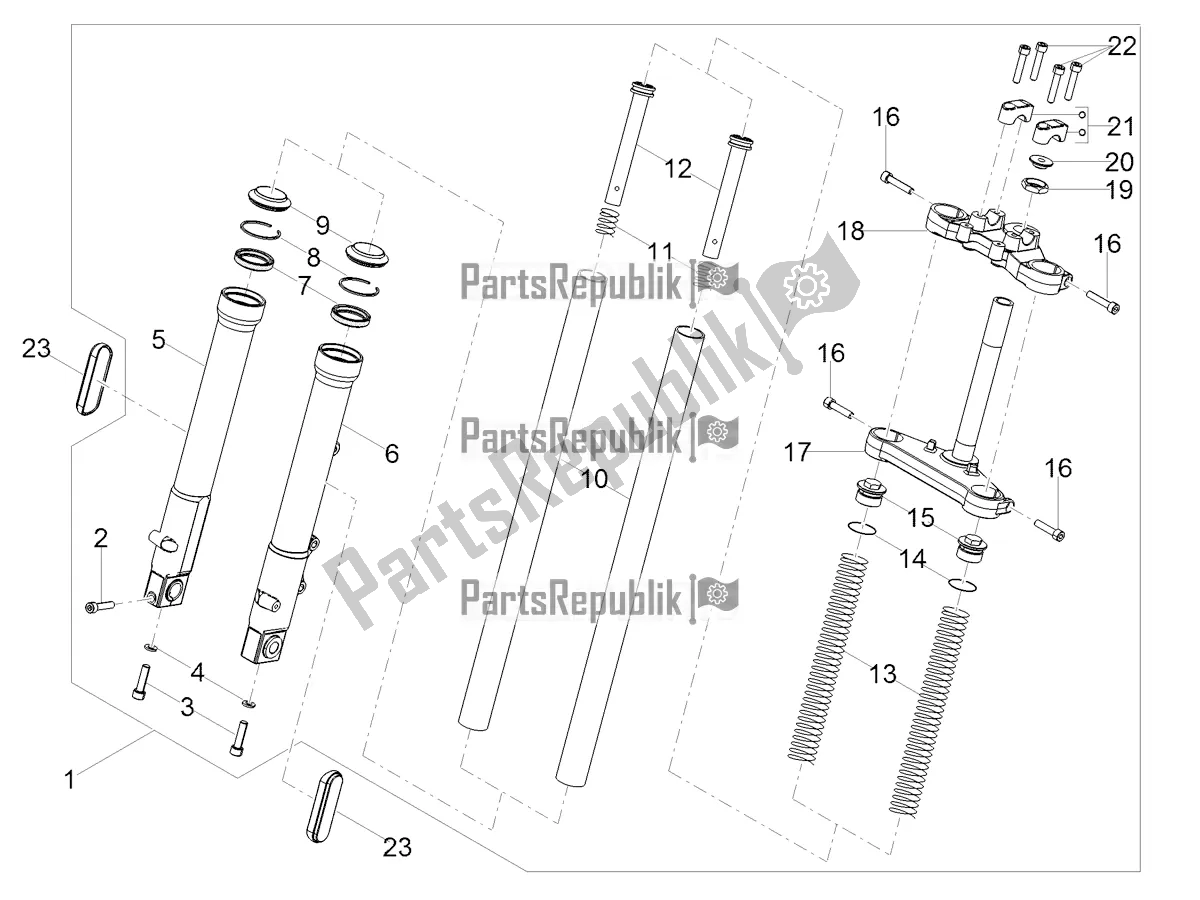 All parts for the Front Fork of the Derbi Senda X-treme 50 SM LOW Seat 2020