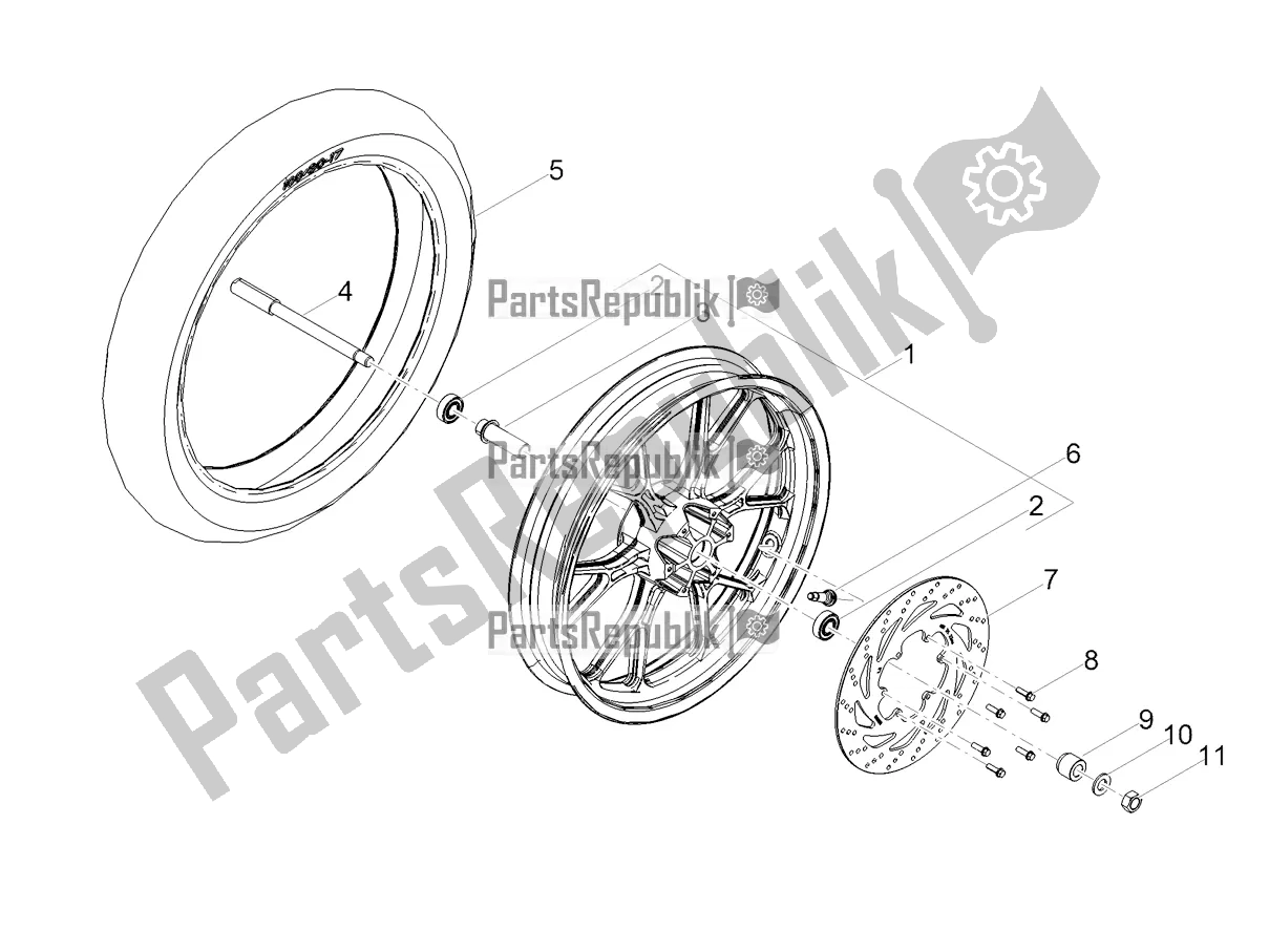 All parts for the Front Wheel of the Derbi Senda X-treme 50 SM LOW Seat 2020