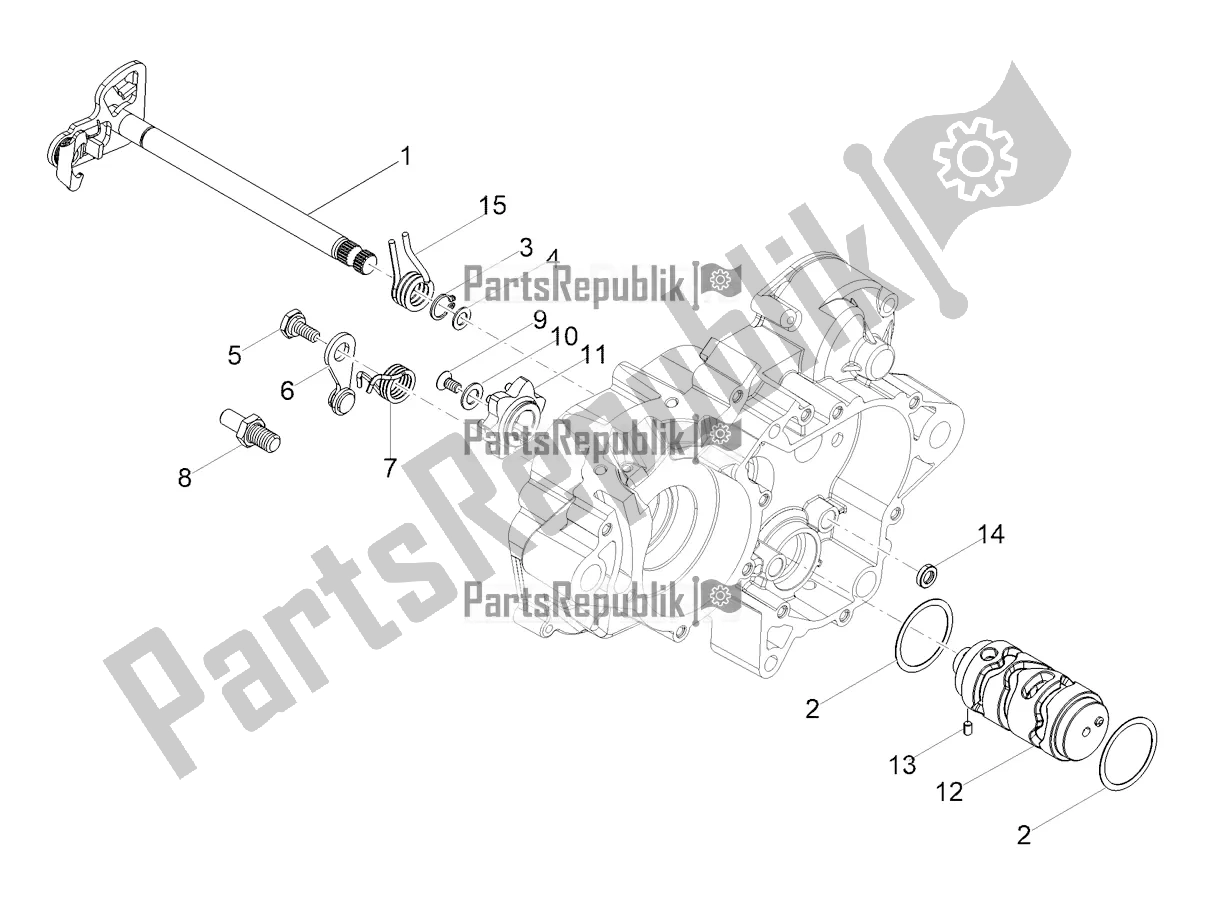 All parts for the Gear Box / Selector / Shift Cam of the Derbi Senda X-treme 50 SM LOW Seat 2020