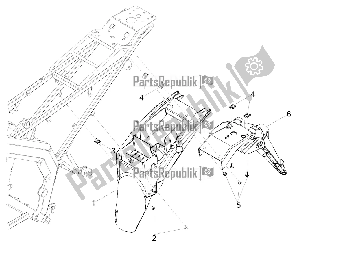 All parts for the Rear Mudguard of the Derbi Senda X-treme 50 SM LOW Seat 2020