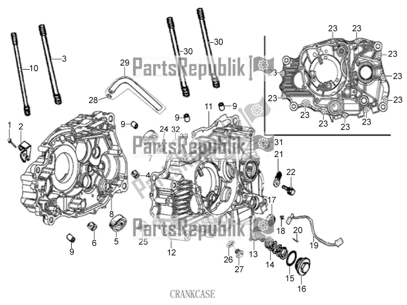 All parts for the Crankcase of the Derbi STX 150 2016