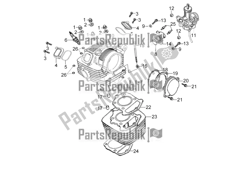 All parts for the Cylinder Head Assy/cylinder Assembly of the Derbi STX 150 2016
