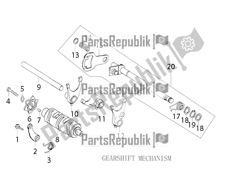 Wszystkie części do Mechanizm Zmiany Biegów Derbi STX 150 2016