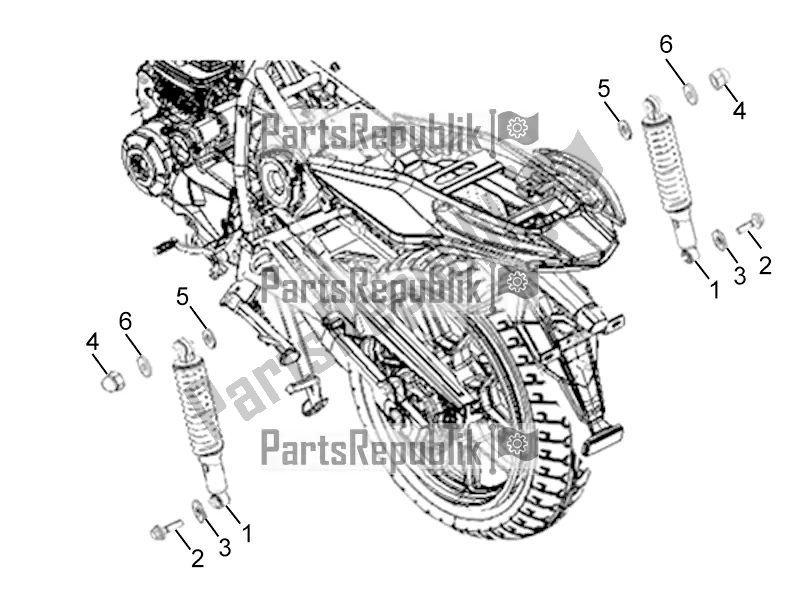 All parts for the Rear Shock Absorber of the Derbi STX 150 2016