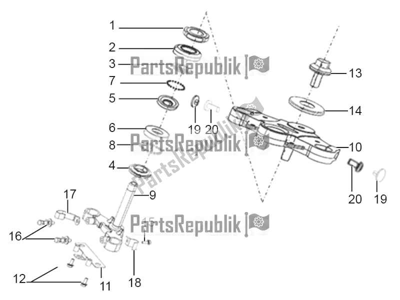 All parts for the Steering Stem Assembly of the Derbi STX 150 2016