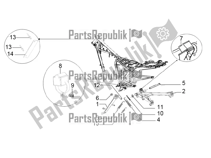 All parts for the Center Stand And Side Stand of the Derbi STX 150 2019