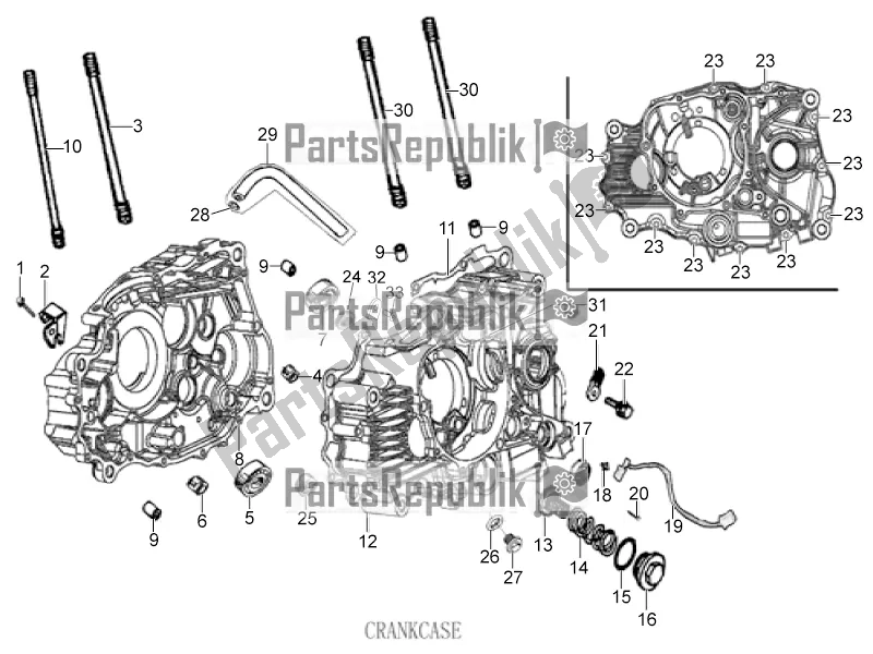 All parts for the Crankcase of the Derbi STX 150 2019