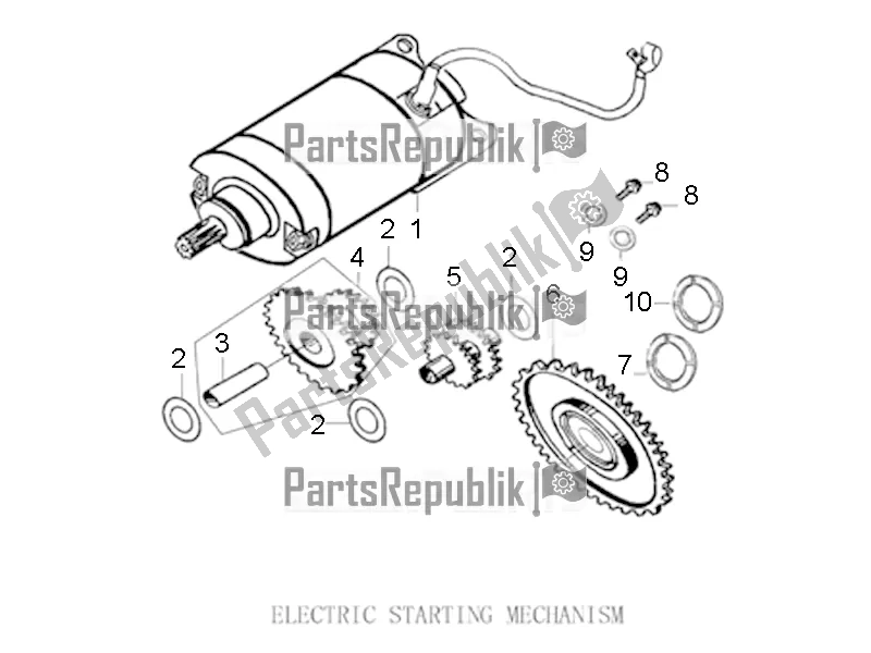 All parts for the Electric Starting Mechanism of the Derbi STX 150 2019