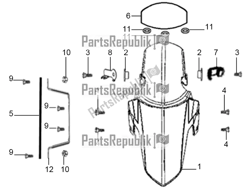 All parts for the Front Fender of the Derbi STX 150 2019