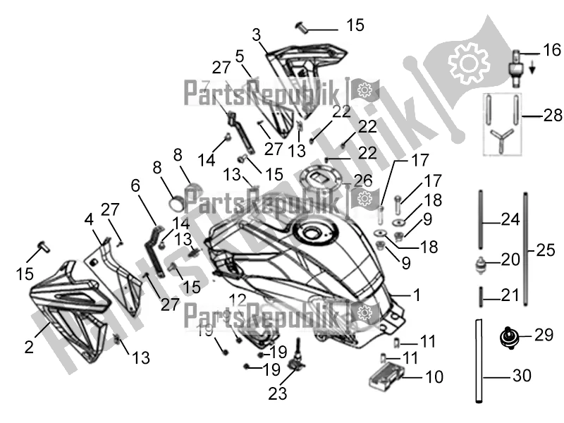 All parts for the Fuel Tank of the Derbi STX 150 2019