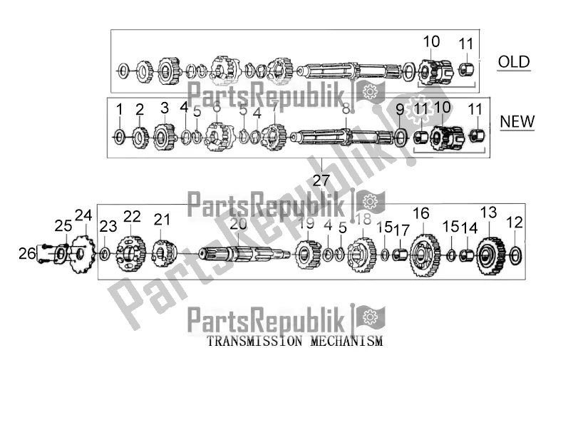 All parts for the Gearshift Mechanism of the Derbi STX 150 2019