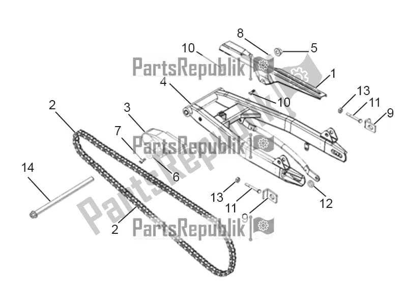 All parts for the Swing Arm of the Derbi STX 150 2019