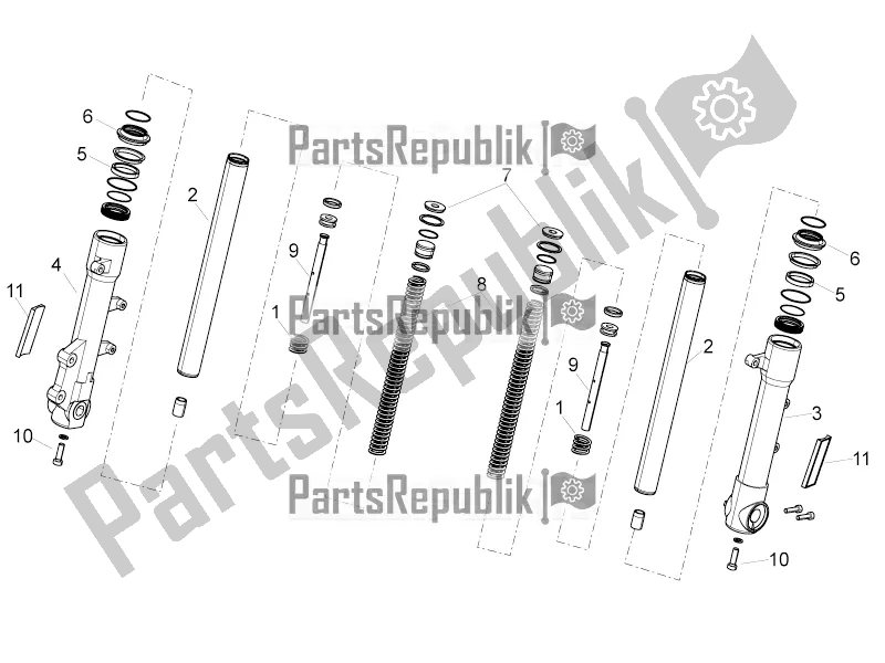 All parts for the Front Fork of the Derbi Variant Sport 125 2016