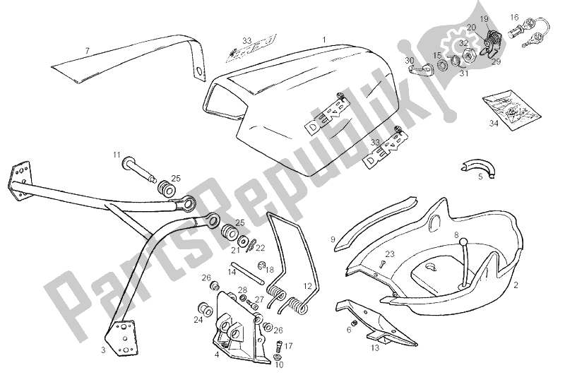 Toutes les pièces pour le Compartiment De Selle du Derbi GPR 50 Replica Racing 2003