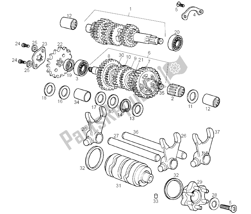 Todas las partes para Caja De Cambios de Derbi Senda 50 SM X Race E2 2A Edicion 2005