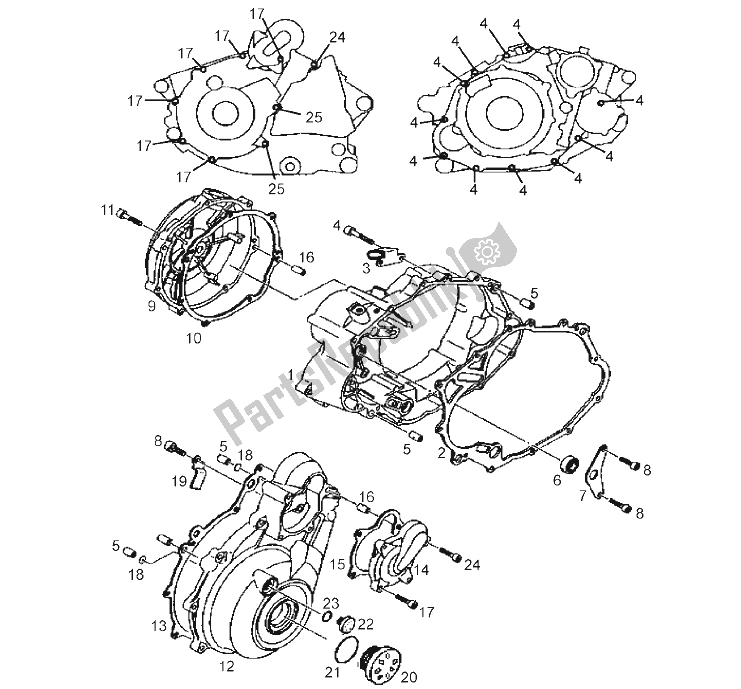 All parts for the Variator Carter Cover of the Derbi Mulhacen 659 E2 E3 2006