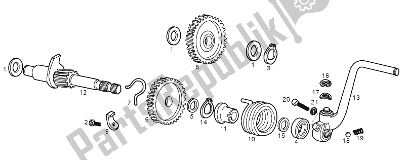 All parts for the Starter Assembly of the Derbi Senda 50 SM Export Market 2000