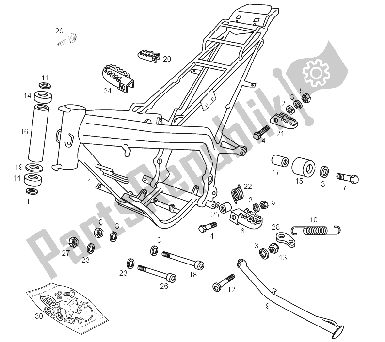 Todas las partes para Soporte Central de Derbi Senda 50 R DRD 2A Edicion 2003