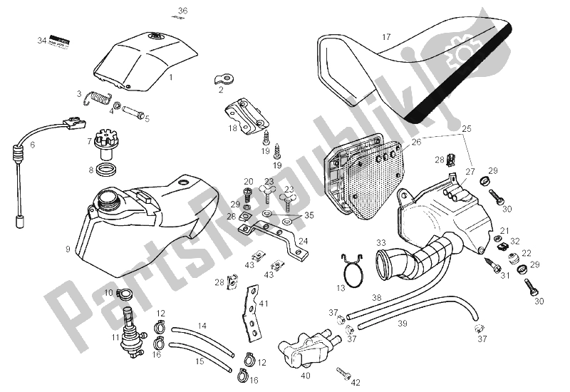 Todas las partes para Tanque de Derbi Senda 50 SM X Race E2 2A Edicion 2005