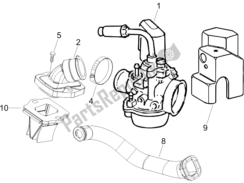 Toutes les pièces pour le Carburateur, Montage - Tuyau Union du Derbi Sonar 50 2T 2009