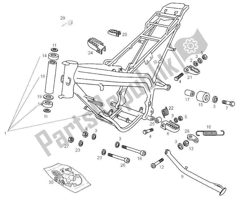 Todas las partes para Soporte Central de Derbi Senda 50 R DRD Racing E2 2 VER 2005