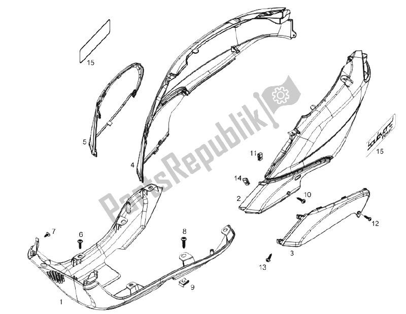 All parts for the Frame (4) of the Derbi Boulevard 125 CC 4T E3 2008