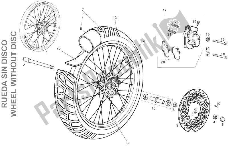 Todas las partes para Rueda Delantera de Derbi Cross City 125 4T E3 2007