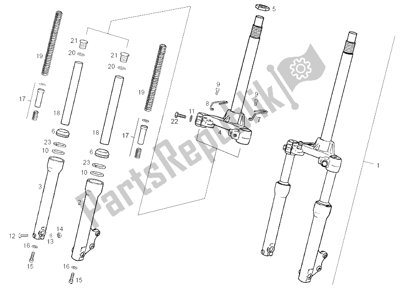 Todas las partes para Tenedor Frontal de Derbi Atlantis TWO Chic E2 3A ED 50 2005