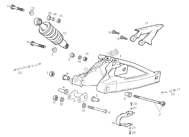 Todas las partes para Brazo Oscilante - Amortiguador de Derbi GPR 50 Racing E2 2A Edicion 2004
