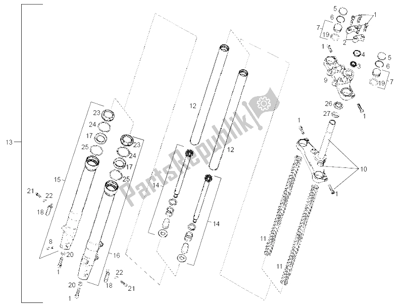 Toutes les pièces pour le Fourche Avant Marzocchi du Derbi Senda 50 SM X Race E2 4 Edicion 2006