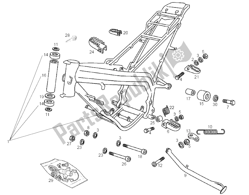 Toutes les pièces pour le Béquille Centrale du Derbi Senda 50 R X Race E2 4 Edicion 2006