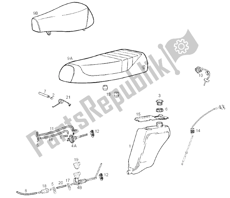 All parts for the Tank of the Derbi Variant Start Courier E2 50 2004