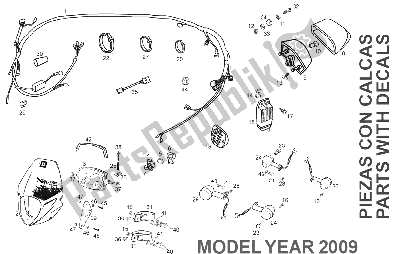 All parts for the Electrical System (2) of the Derbi Senda 50 R X Race E2 3 VER 2007