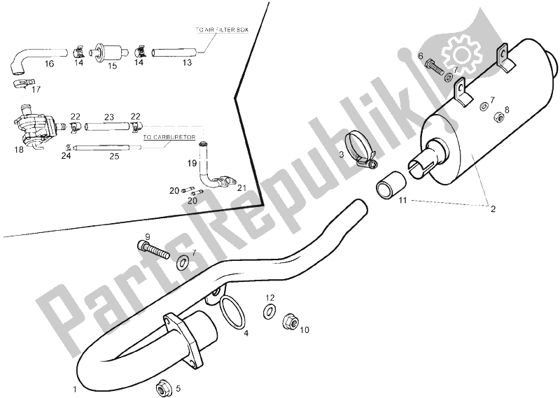 Alle onderdelen voor de Uitlaatpijp (2) van de Derbi Senda 125 SM 4T Baja E2 2006