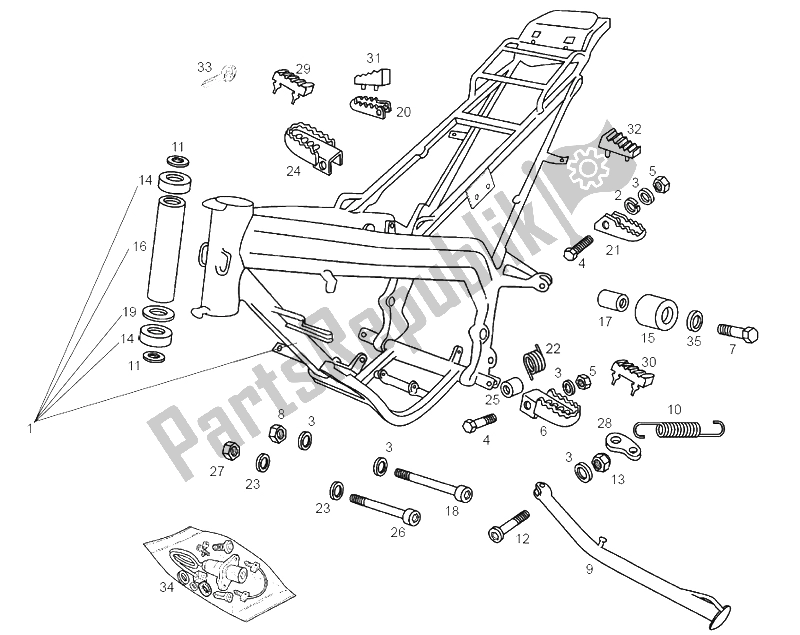 All parts for the Central Stand of the Derbi Senda 50 SM DRD Racing LTD Edition E2 2007