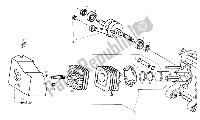 All parts for the Drive Shaft of the Derbi Atlantis O2 Bullet E2 2A ED 50 2003