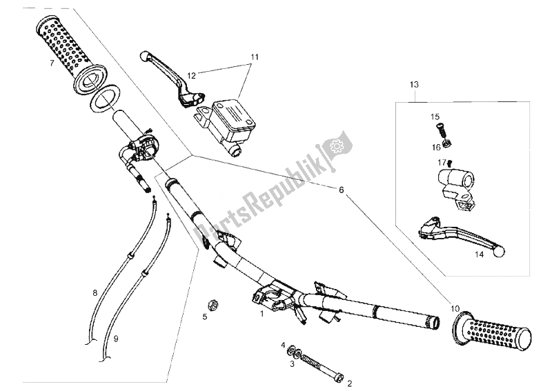 Todas las partes para Manillar de Derbi Boulevard 125 CC 4T E3 2008