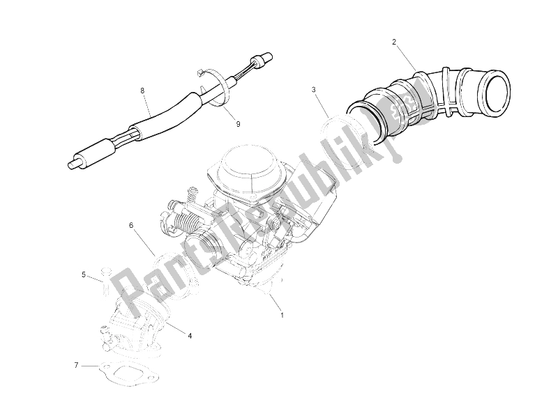 Toutes les pièces pour le Carburateur, Montage - Tuyau Union du Derbi Sonar 125 4T 2009