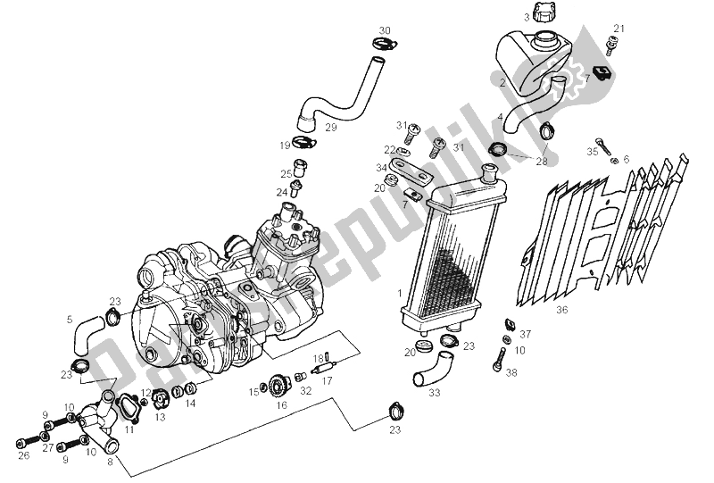 Toutes les pièces pour le Système De Refroidissement du Derbi Senda 50 R DRD Racing E2 3A Edicion 2004