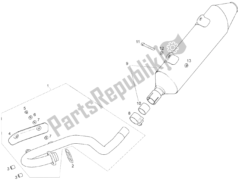 Alle onderdelen voor de Uitlaat van de Derbi Senda 125 SM DRD Motard 2013