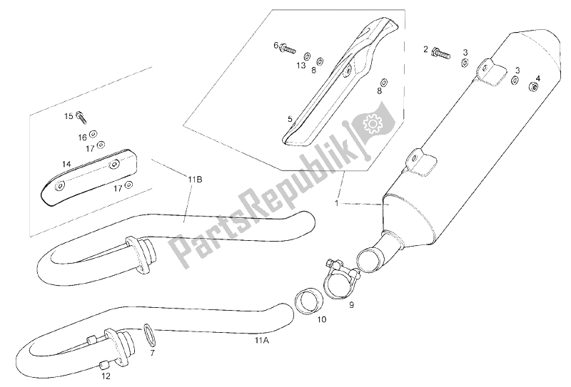 Toutes les pièces pour le Unité D'échappement du Derbi Mulhacen 125 4T E3 2007