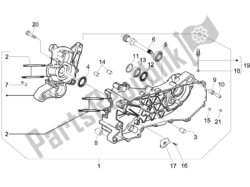 All parts for the Crankcase of the Derbi Boulevard 100 CC 4T 2010