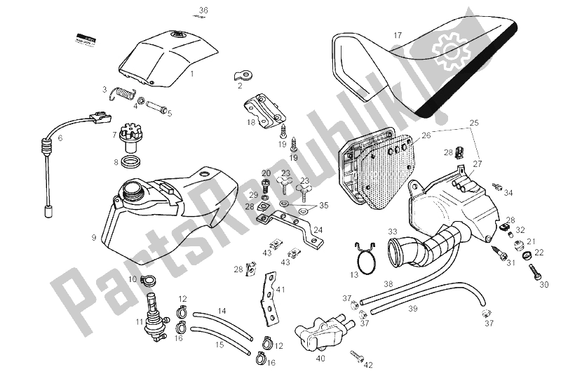 All parts for the Tank of the Derbi Senda 50 R X Trem E2 2 Edicion 2005