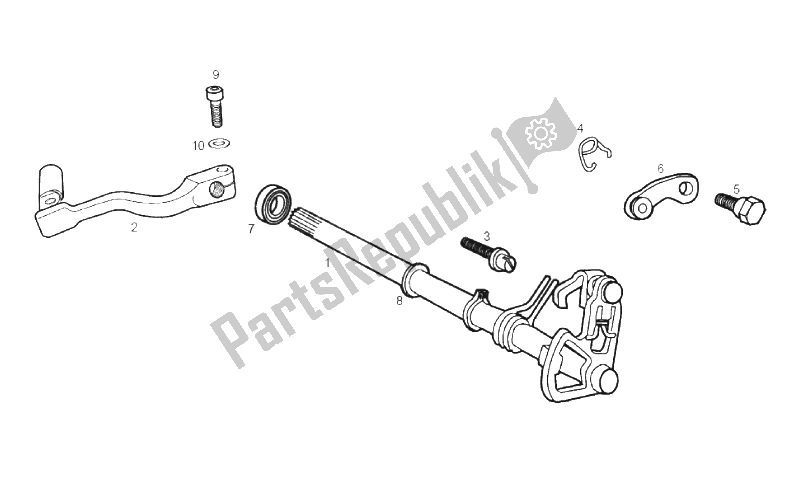 All parts for the Selector Shaft of the Derbi Senda 50 SM X Race 2T E2 2010
