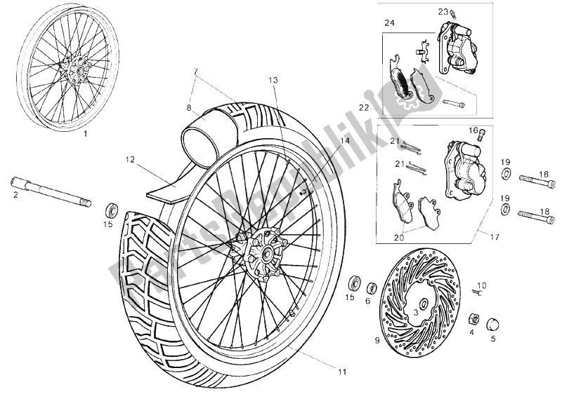 Todas las partes para Rueda Delantera de Derbi Mulhacen 125 4T E3 2007