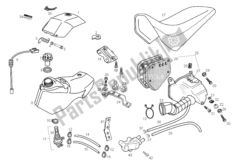 Todas las partes para Depósito De Combustible de Derbi Senda 50 R Black Devil 2A Edicion 2003
