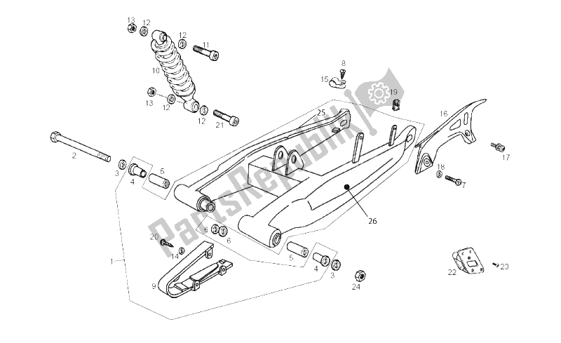 All parts for the Swing Arm - Shock Absorber of the Derbi Senda 50 R X Trem 2T E2 2010