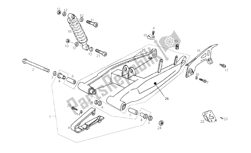 Todas las partes para Brazo Oscilante - Amortiguador de Derbi Senda 50 R X Trem 2T E2 2010
