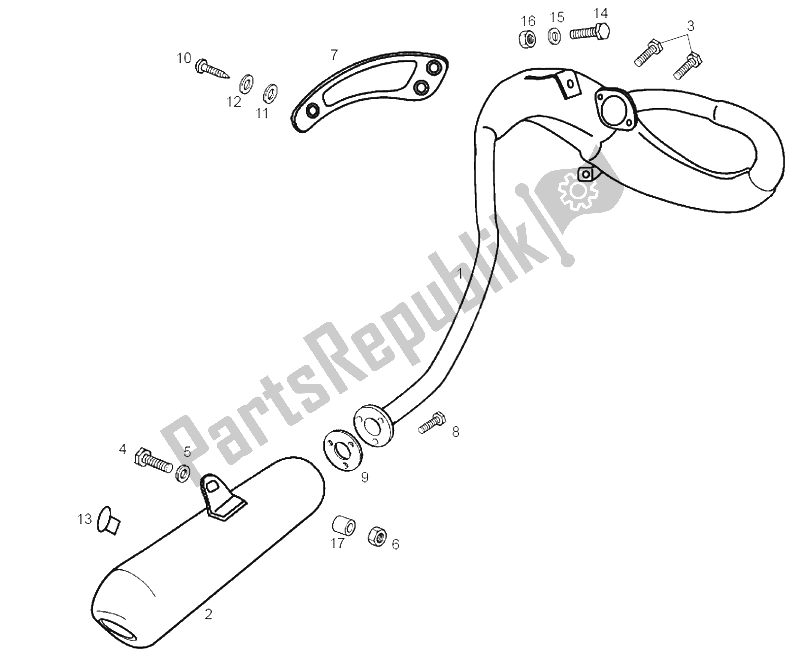 All parts for the Exhaust Unit of the Derbi Senda 50 SM DRD Racing LTD Edition E2 2 Edicion 2005